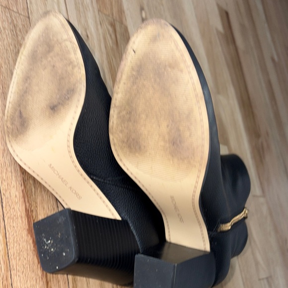 Michael Kors Black Heeled Boots with Gold Zipper - Picture 7 of 8